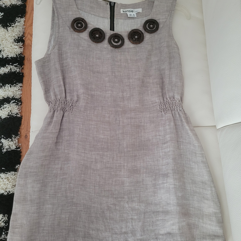 Kensie Gray Sheath Mini Dress with Crew Neck